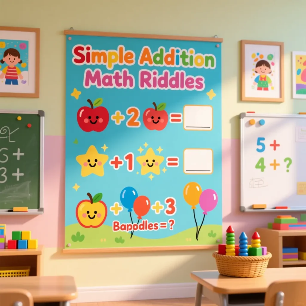 Simple Addition Math Riddles for First Graders