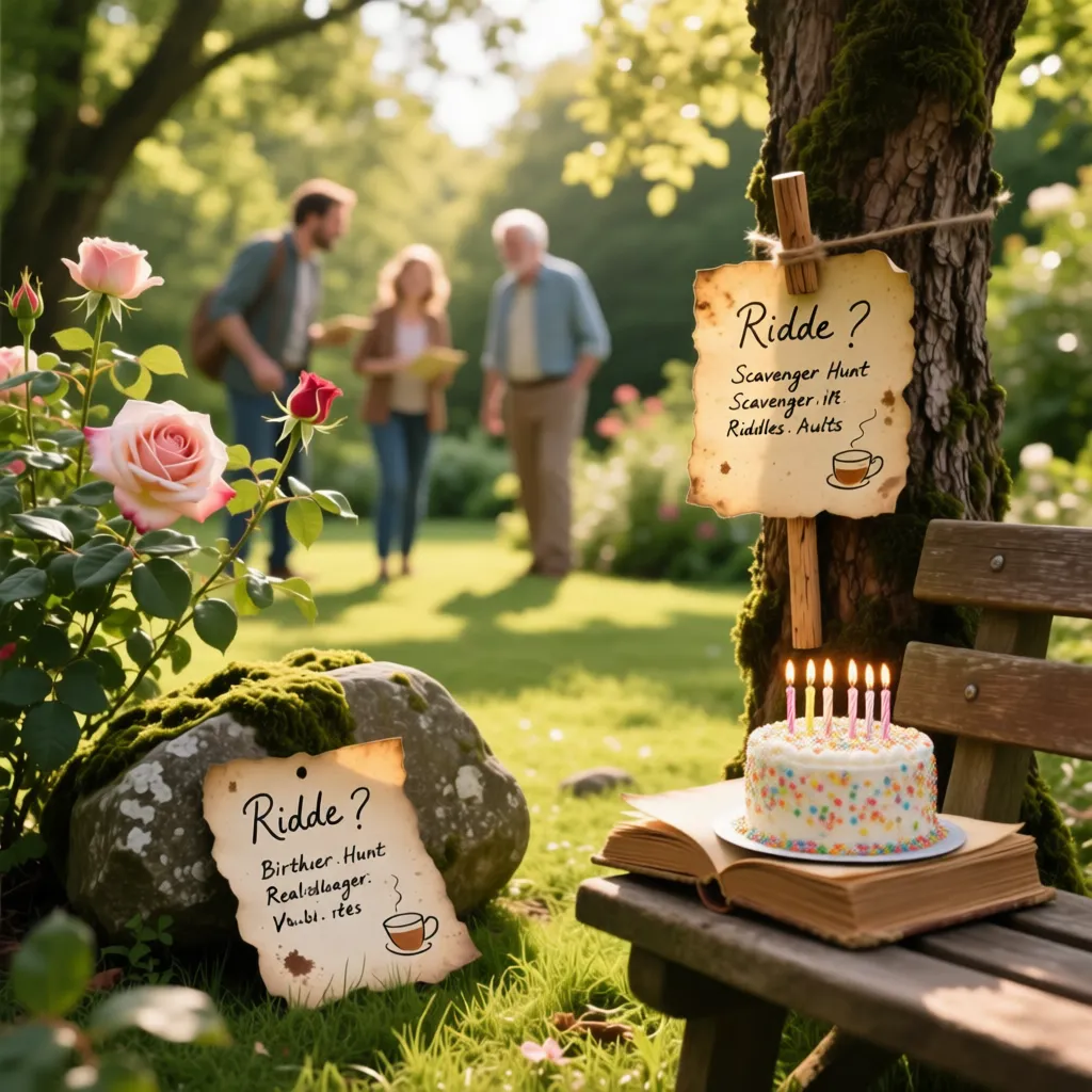 Outdoor Birthday Gift Scavenger Hunt Riddles for Adults