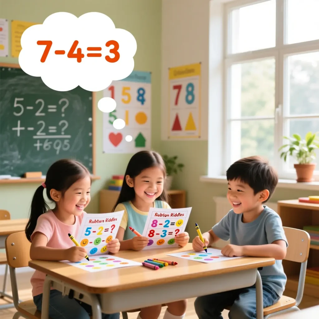 Subtraction Math Riddles for Kids